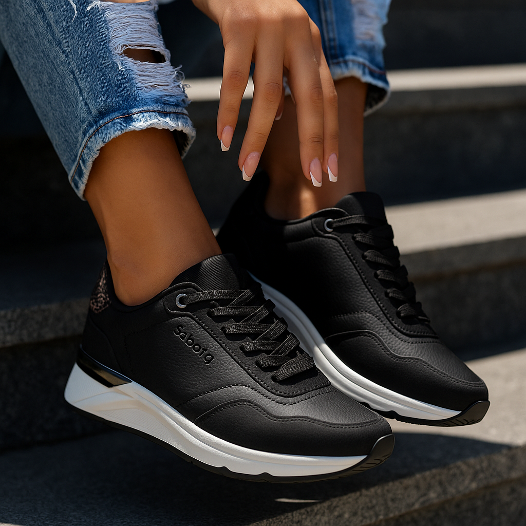 Tenis Casual Negro Sabata 2502 SBSWI2502NE