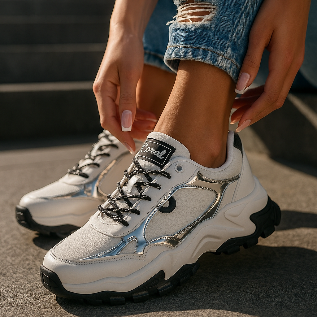 Tenis Casual Plata Coral Hirono COHIRONOPL
