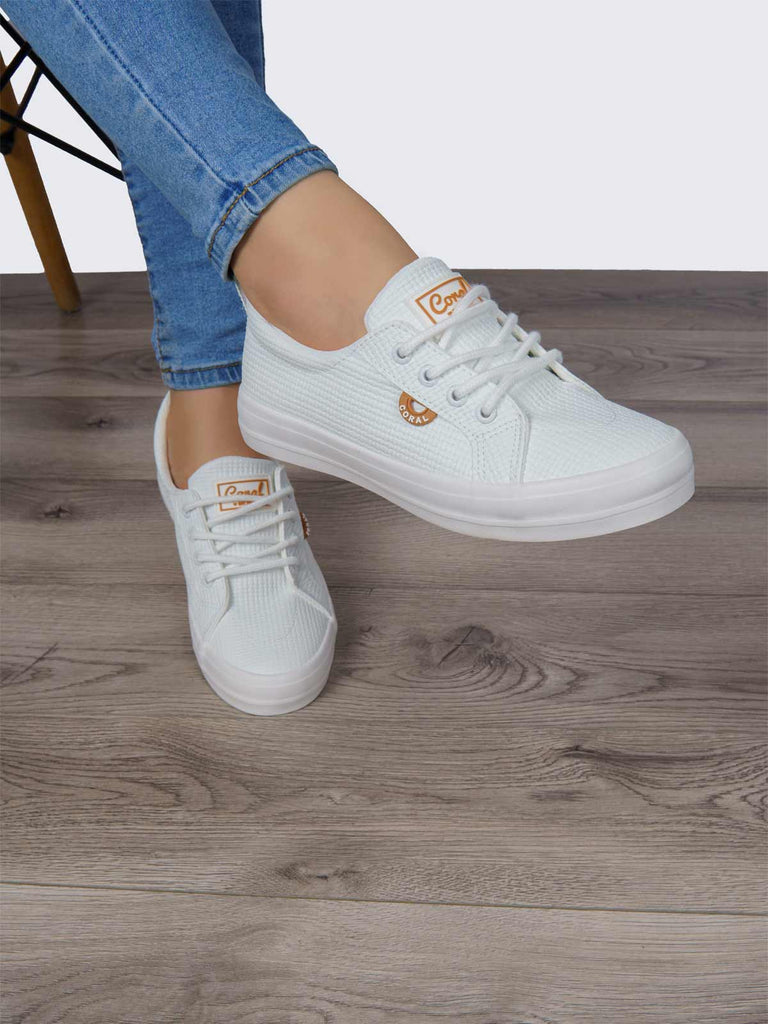 Tenis Casual Dama Blanco Tex Coral JULES 3 COJULESBLGV