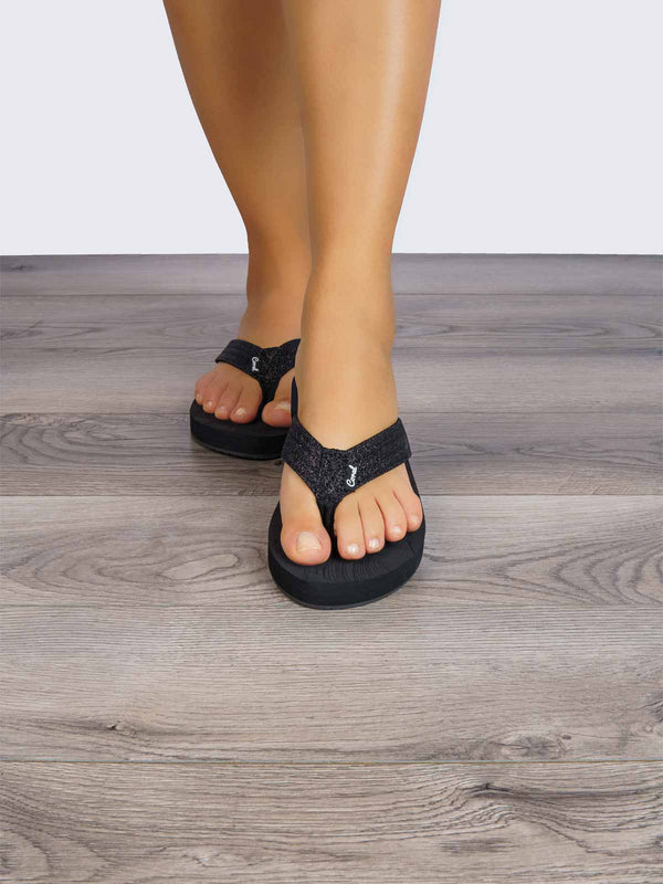 Sandalia Negro Glitter Coral COMANTAGNE