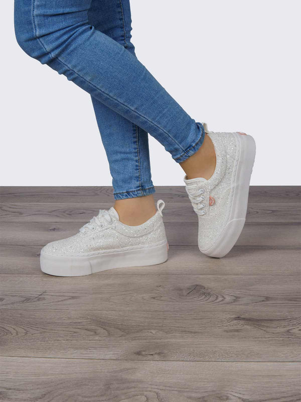 Tenis Casual Blanco Glitter Coral Natsumi CONATSUMIBL