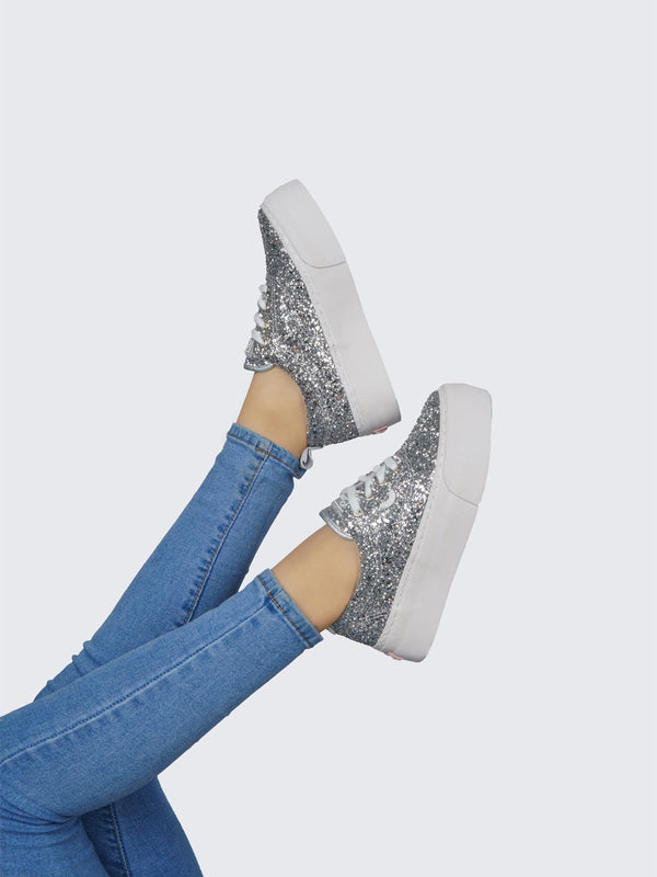 Tenis Casual Plata Glitter Coral Natsumi CONATSUMIPL
