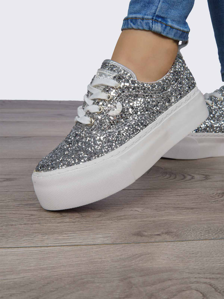 Tenis Casual Plata Glitter Coral Natsumi CONATSUMIPL