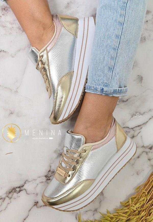 Tenis Casual Plata MENINA MECOSMOPLDO