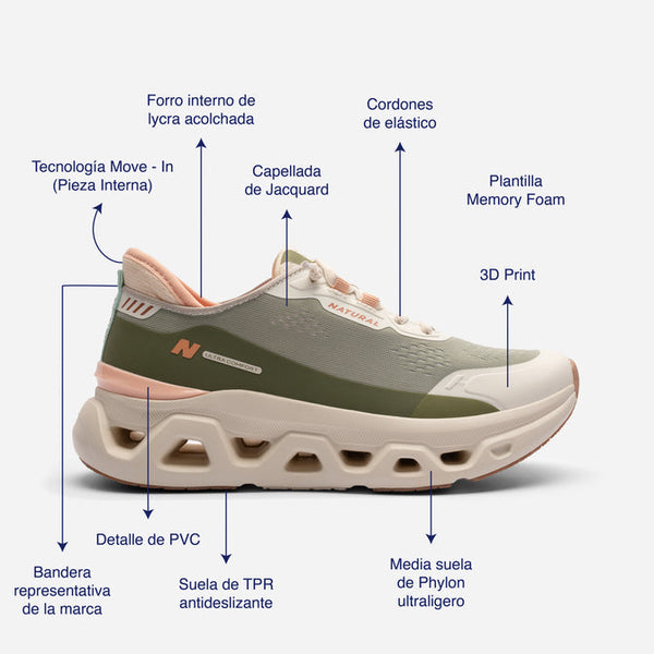 Tenis Casual Verde Oliva Aeroflex Natural NAAEROFLEXVE