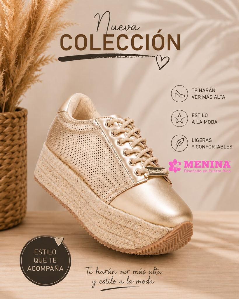 Tenis Casual Blanco Menina Dorado MEROMADO