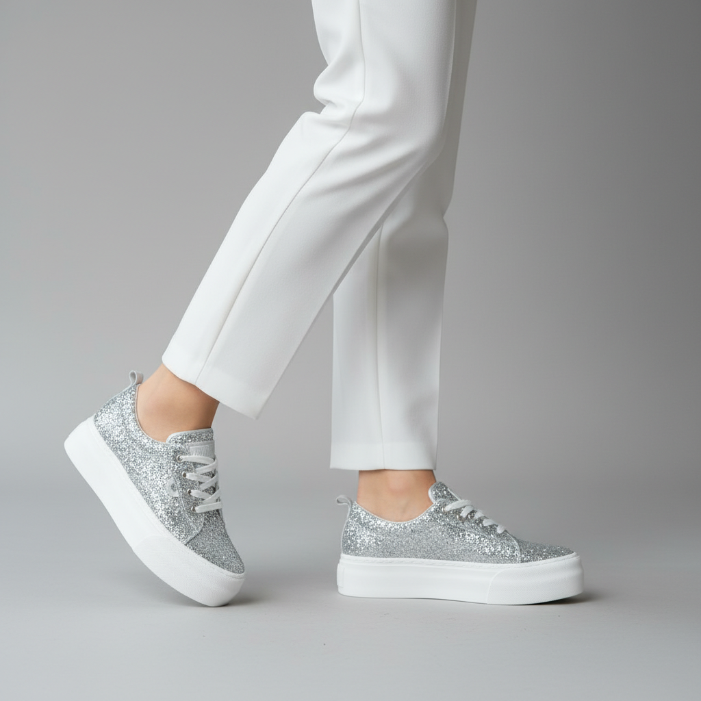 Tenis Casual Plata Glitter Coral Natsumi CONATSUMIPL - www.zitiocr.com