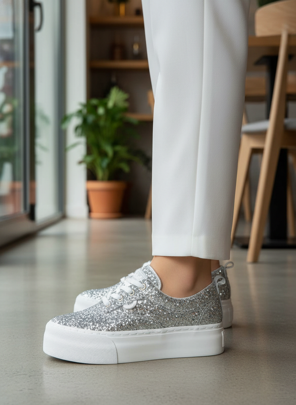 Tenis Casual Plata Glitter Coral Natsumi CONATSUMIPL